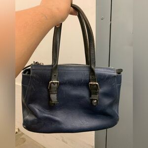 M0851 navy genuine leather satchel bag
